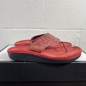 Easy Spirit Brodieyv Red Leather Thong Sandals Slip On Women's Size 8 M